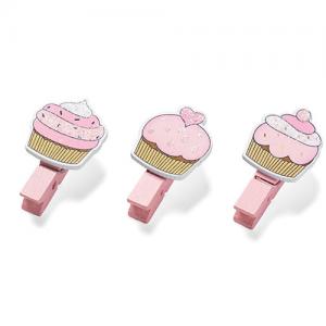 Set tre mollettine cupcakes rosa